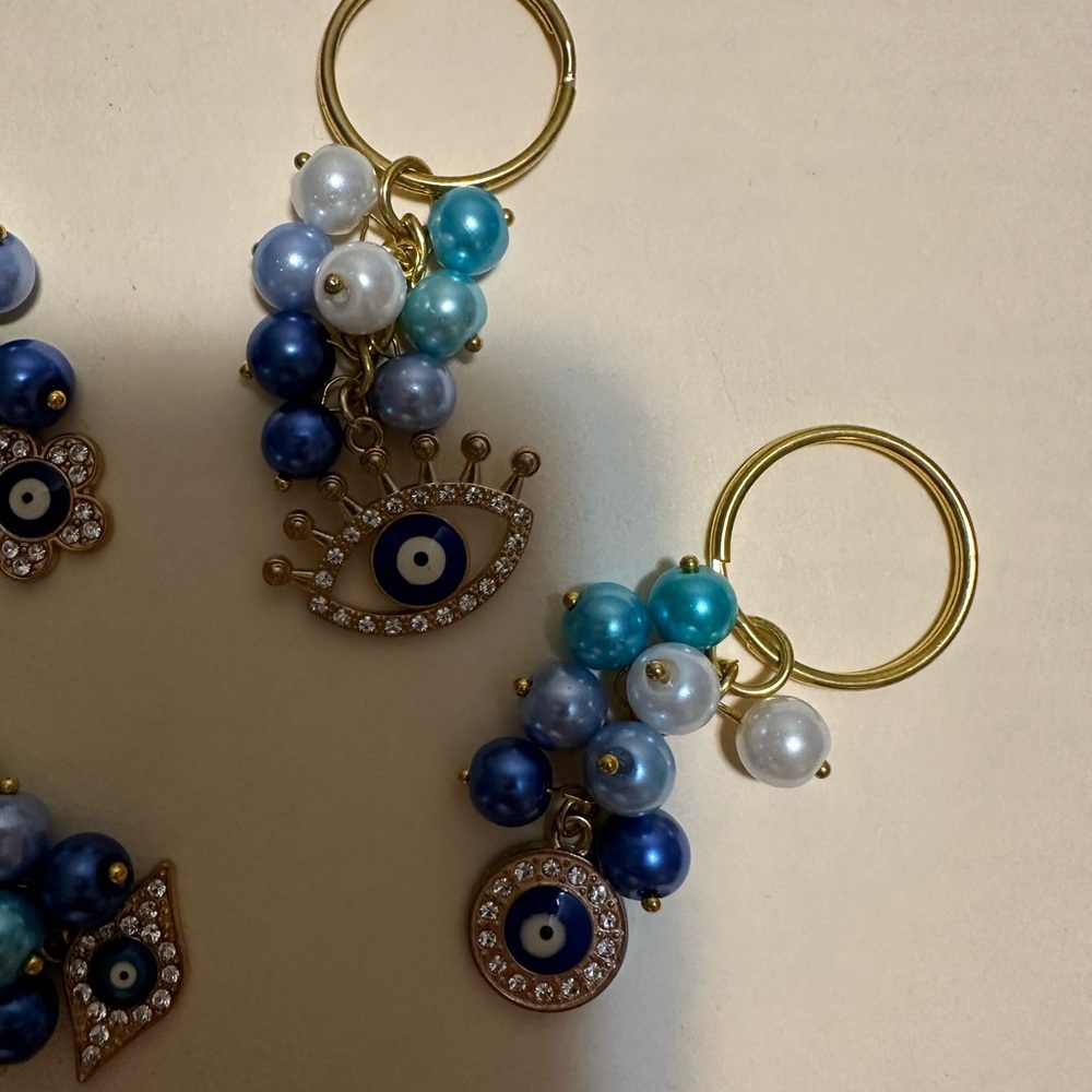 Evil Eye Keychains with Blue Beads - Picture 3 of 3